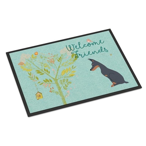 Carolines Treasures BB7586JMAT Welcome Friends Doberman Pinscher Indoor or Outdoor Mat; 24 x 36 in. BB7586JMAT - main